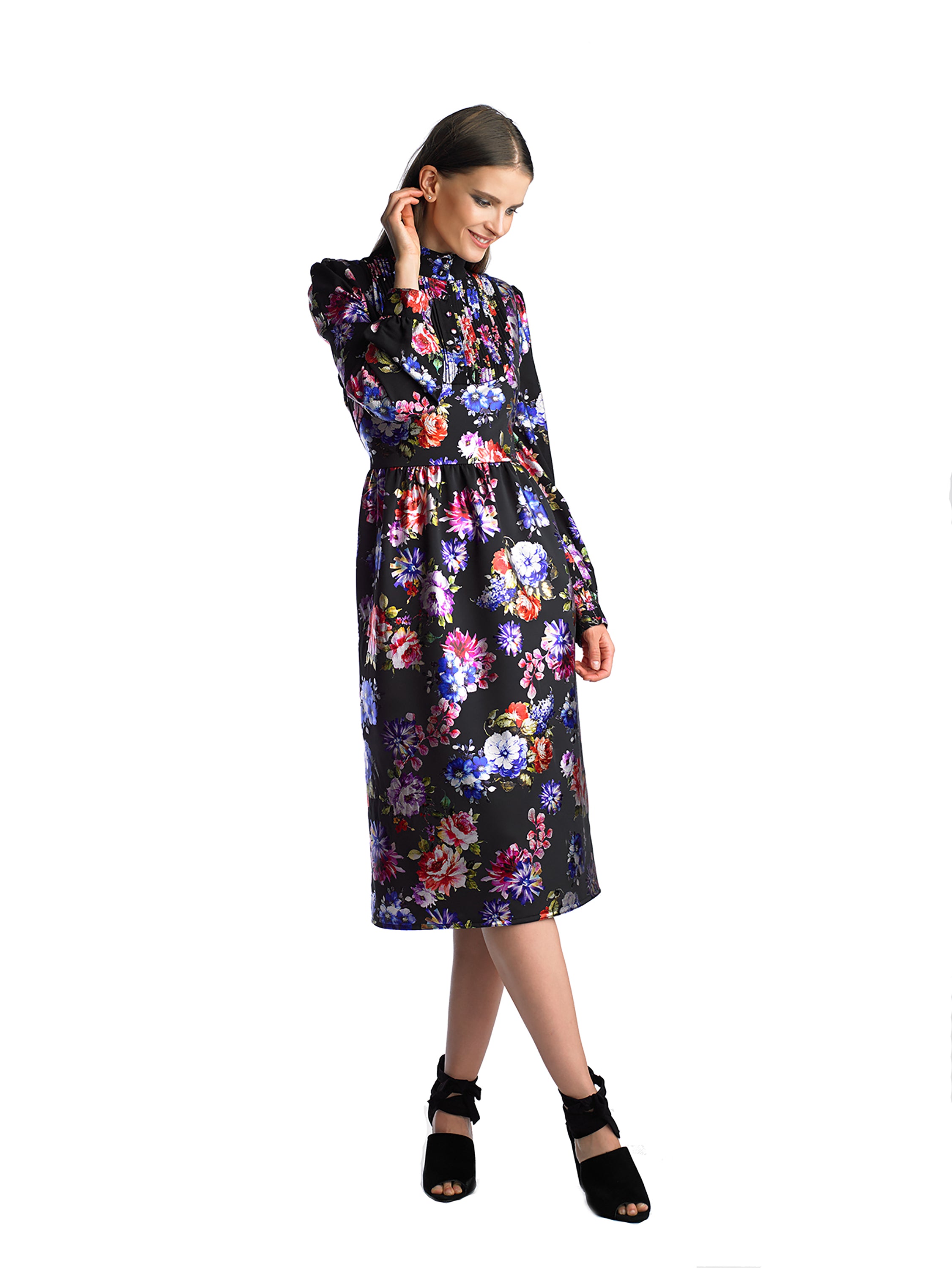 Historic New York Metallic Victorian Metallic Floral Dress - Historic New York