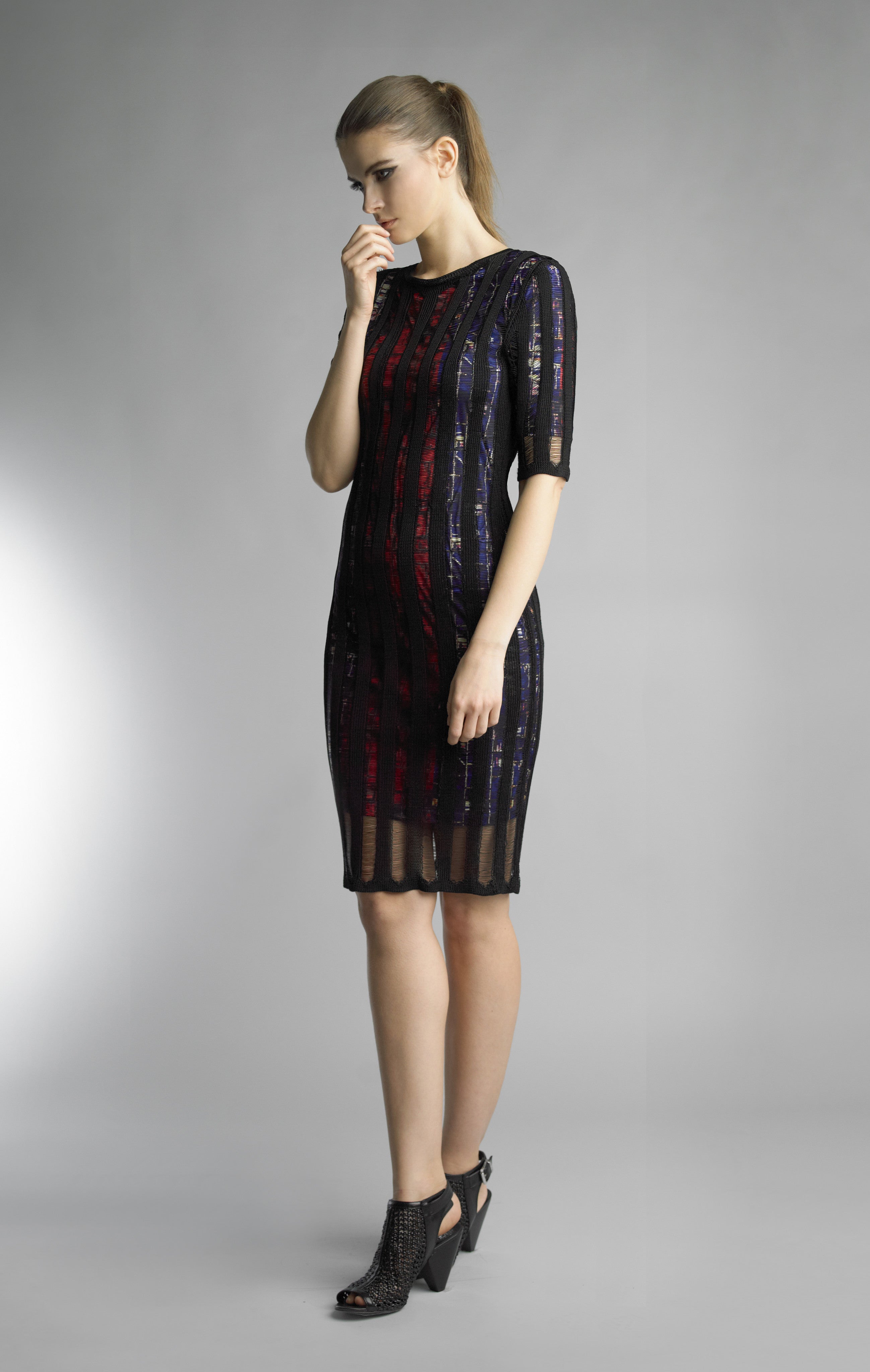 Historic New York Bleu et Rouge Robe de Vitrail Dress - Historic New York