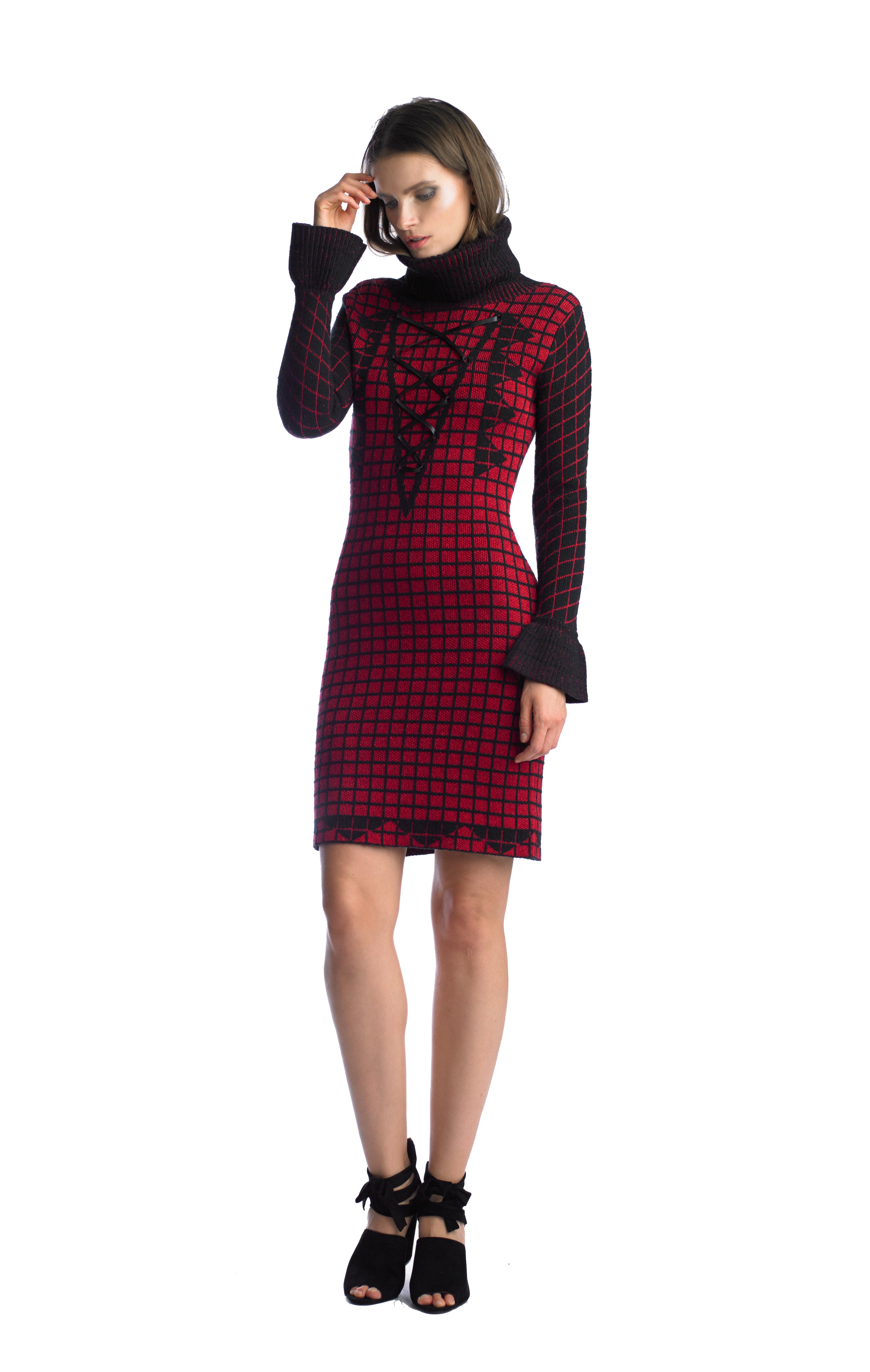 Historic New York Polonaise Knit Plaid Dress - Historic New York