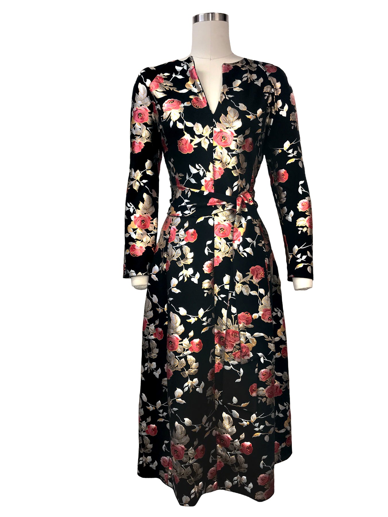 Historic New York Metallic Red Rose Dress - Historic New York
