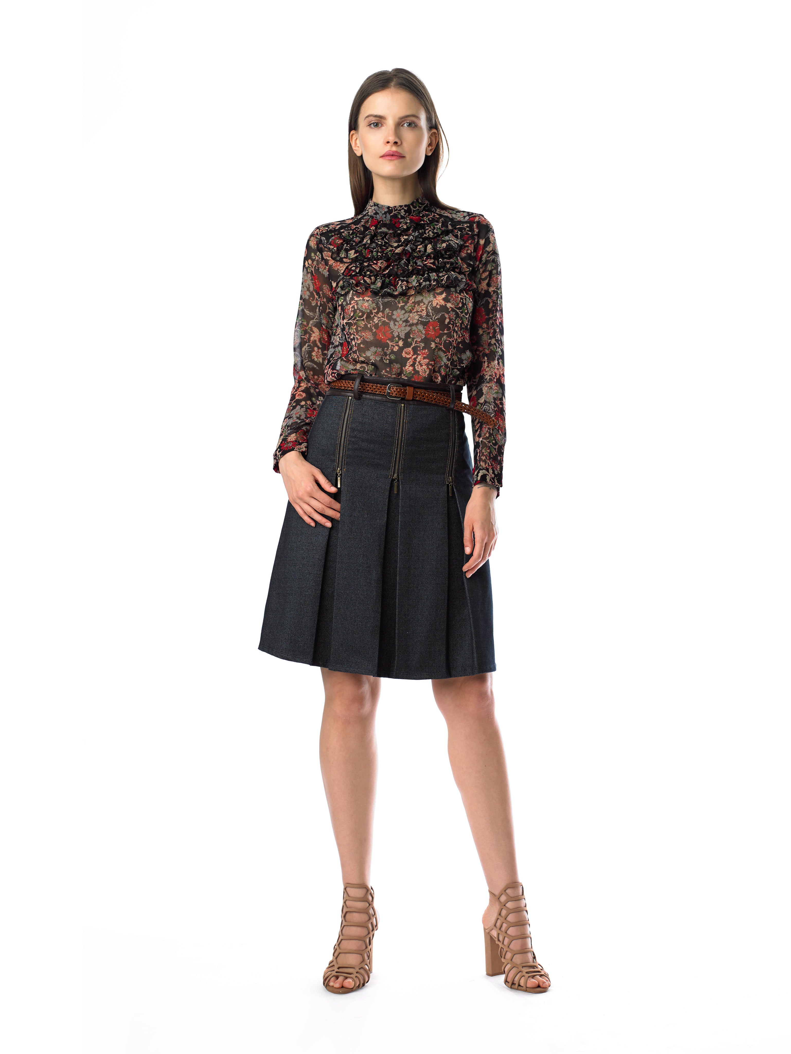 Historic New York Paleolithic Denim Pencil Skirt - Historic New York