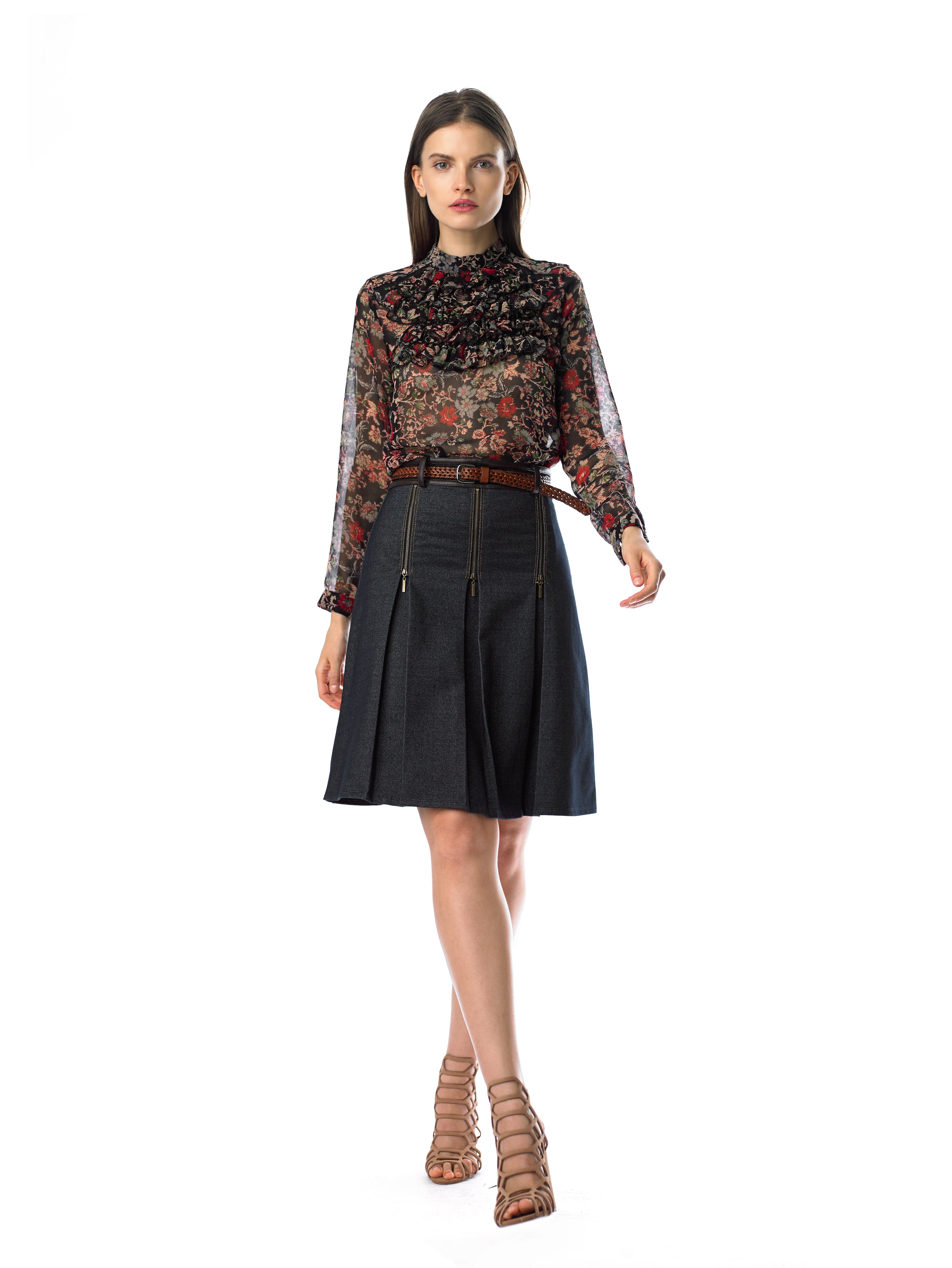Historic New York Paleolithic Denim Pencil Skirt - Historic New York