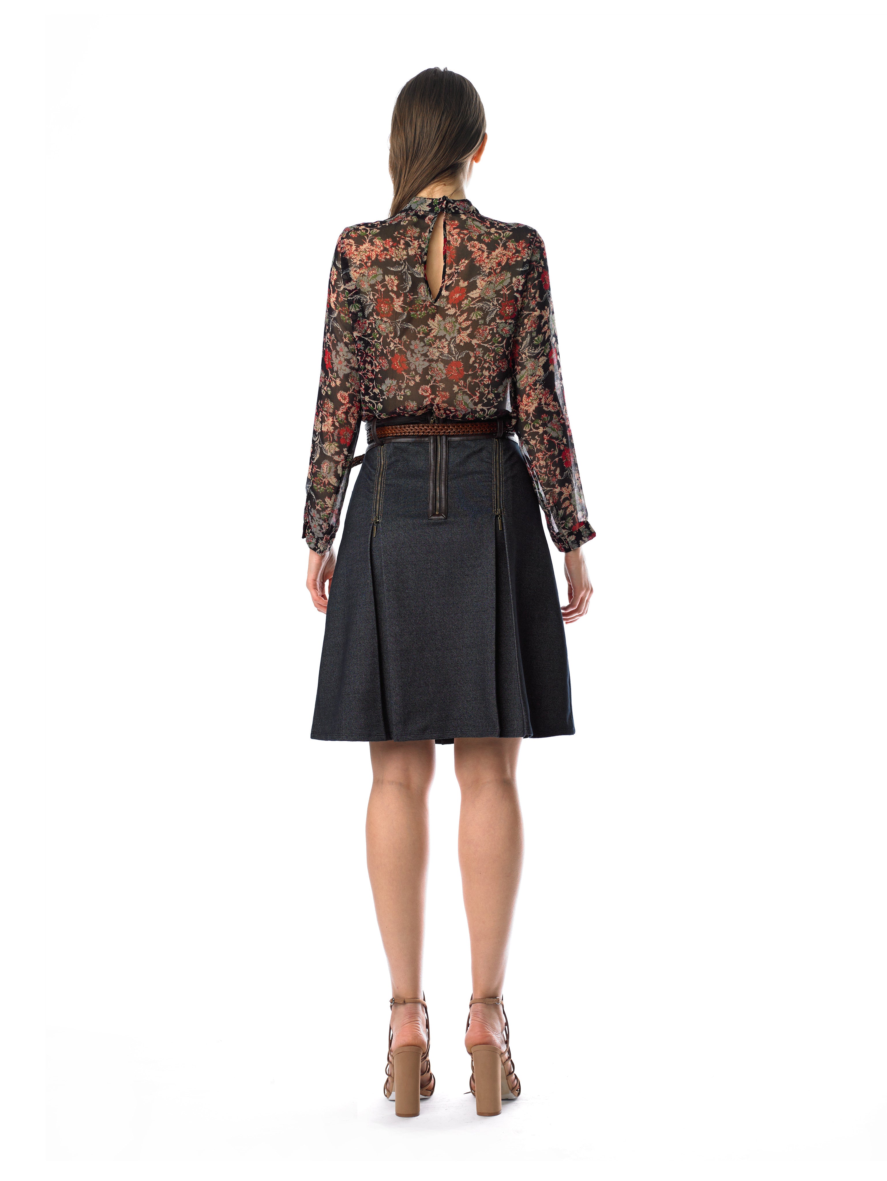 Historic New York Paleolithic Denim Pencil Skirt - Historic New York