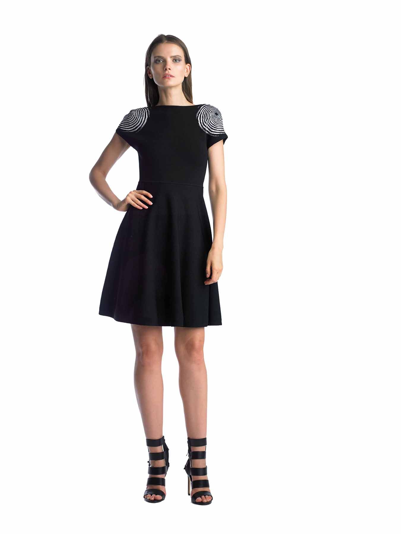 Historic New York Fingerprint Jacquard Fit & Flare Knit Dress - Historic New York