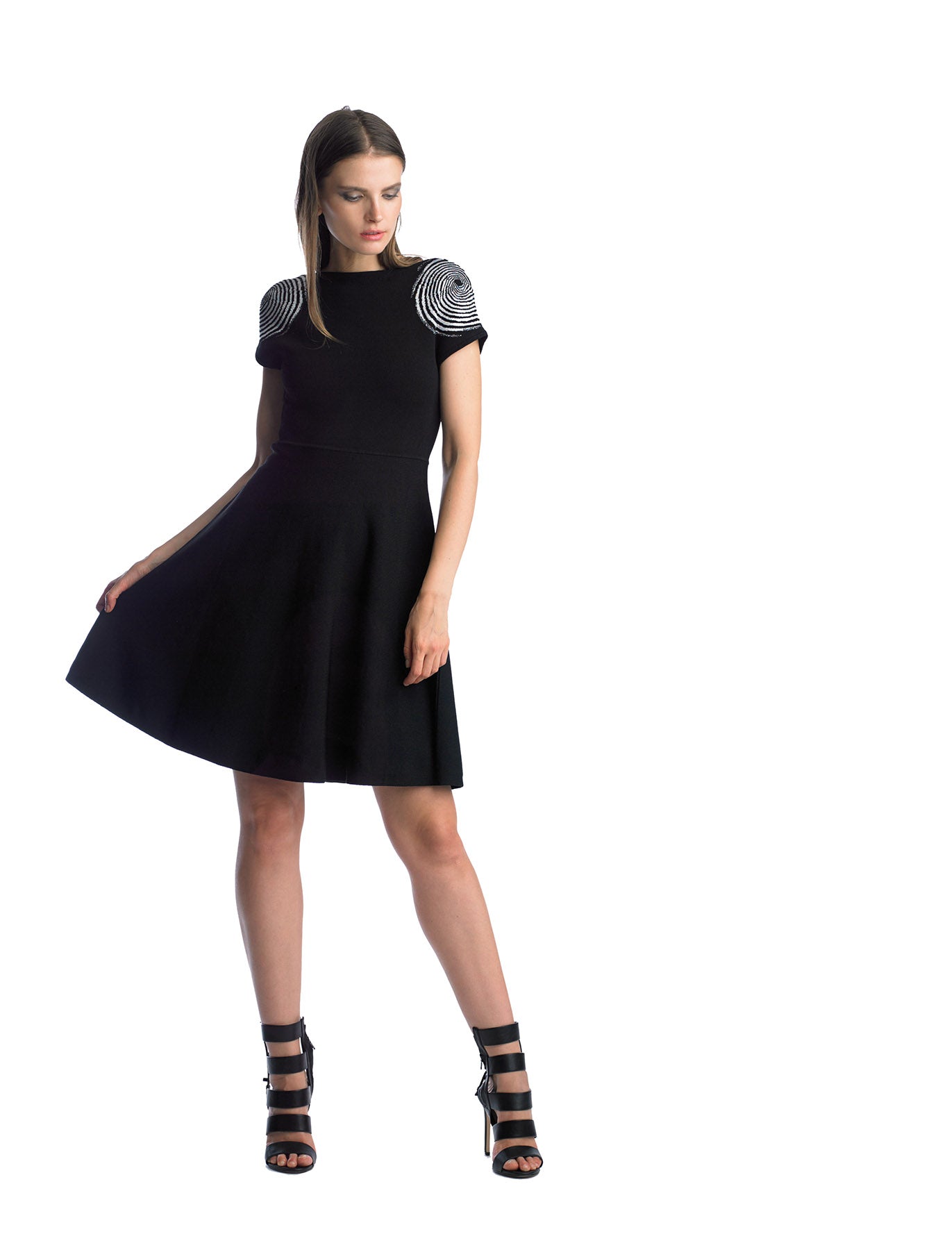 Historic New York Fingerprint Jacquard Fit & Flare Knit Dress - Historic New York