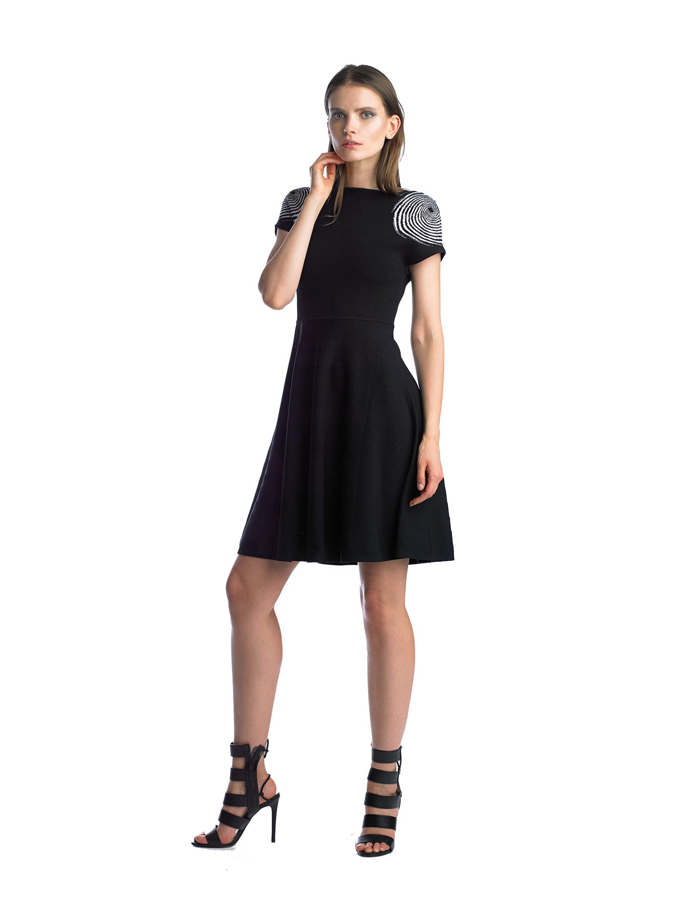 Historic New York Fingerprint Jacquard Fit & Flare Knit Dress - Historic New York