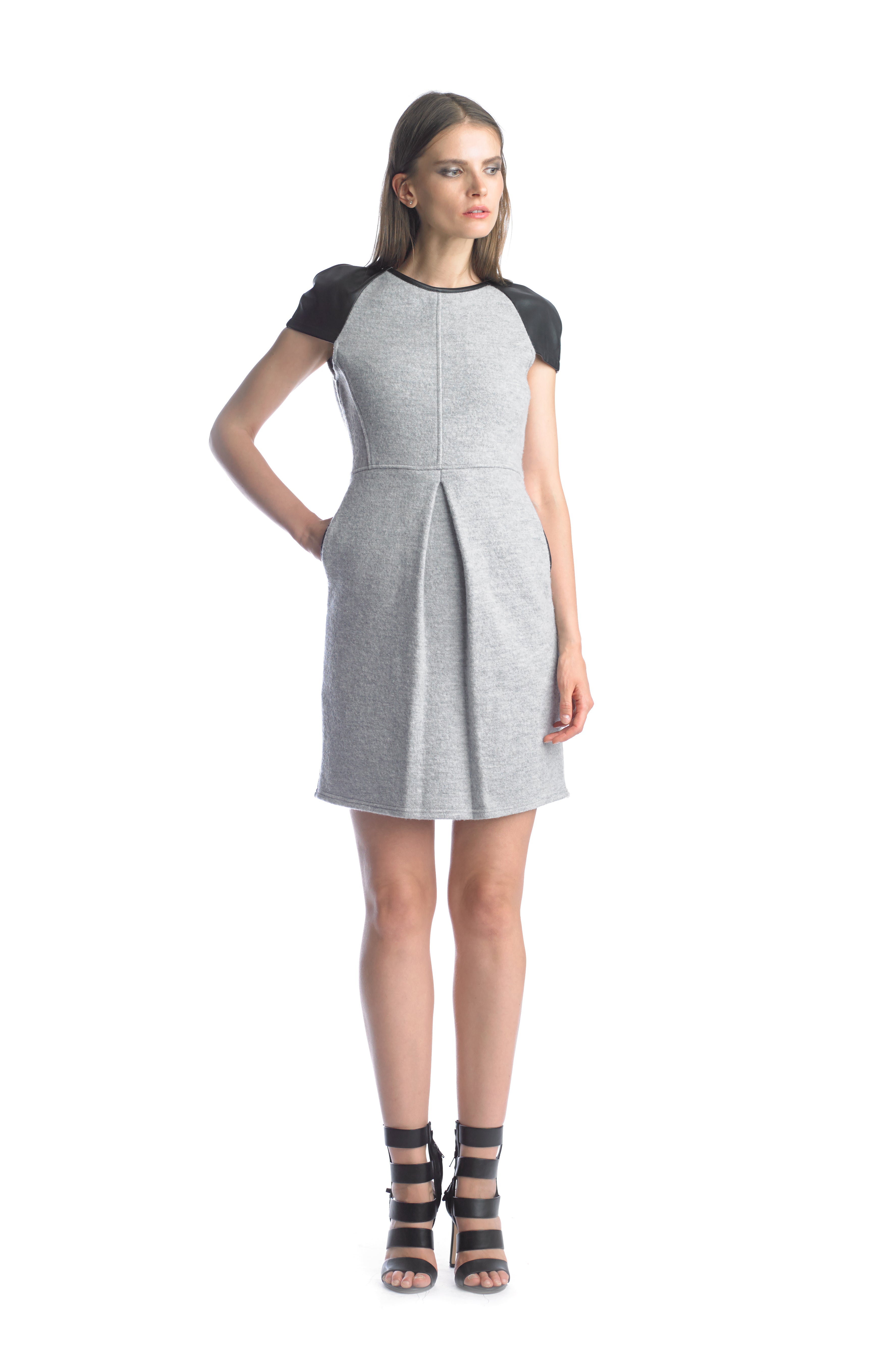 Historic New York Leather Front Fold Cap Sleeve dress - Historic New York