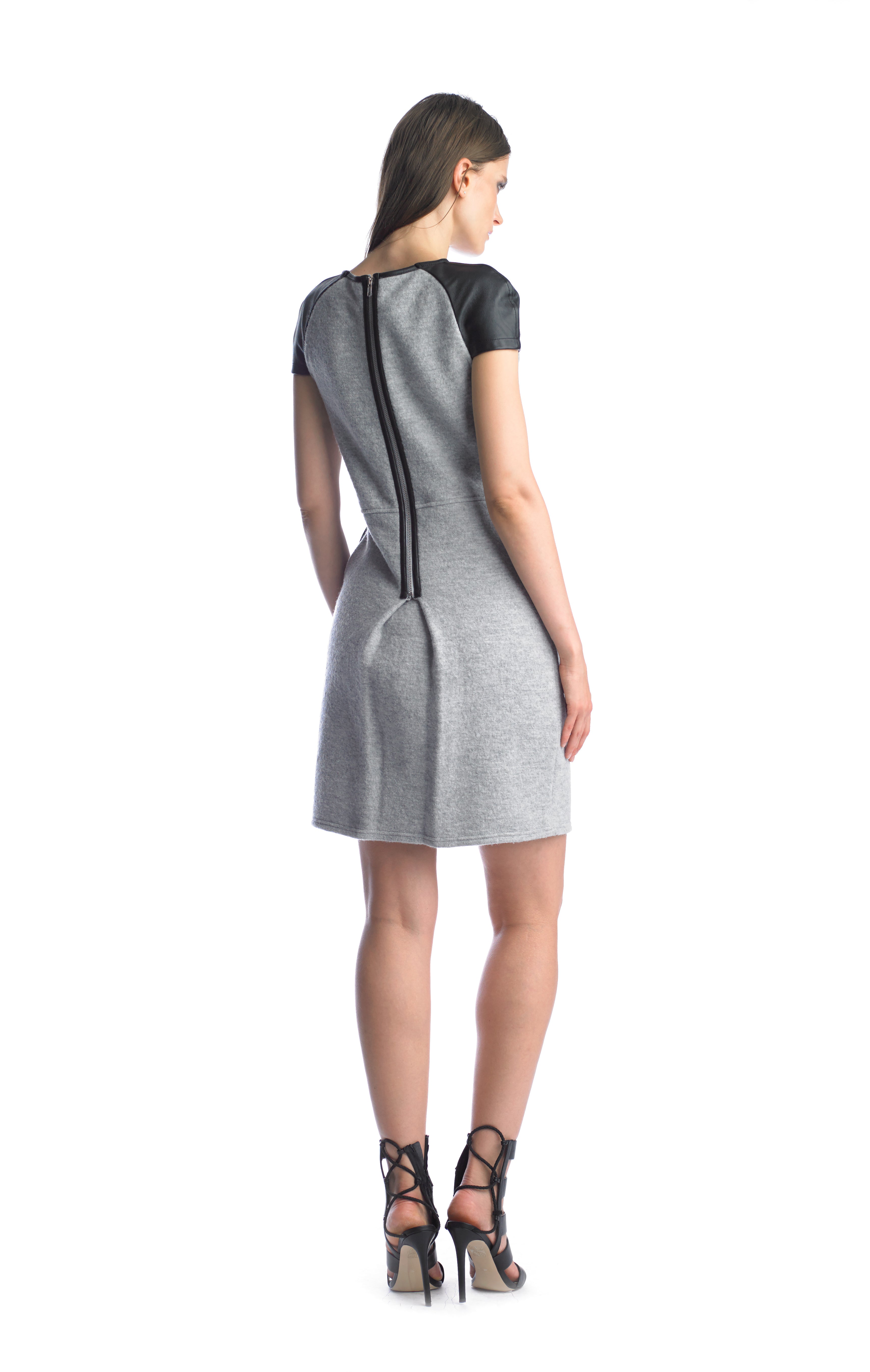 Historic New York Leather Front Fold Cap Sleeve dress - Historic New York