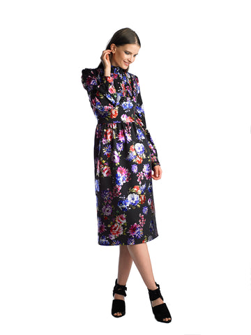 Historic New York Metallic Victorian Metallic Floral Dress - Historic New York