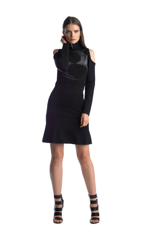 Historic New York Vocal Dress with cold shoulder and zip up turtle neck - Historic New York