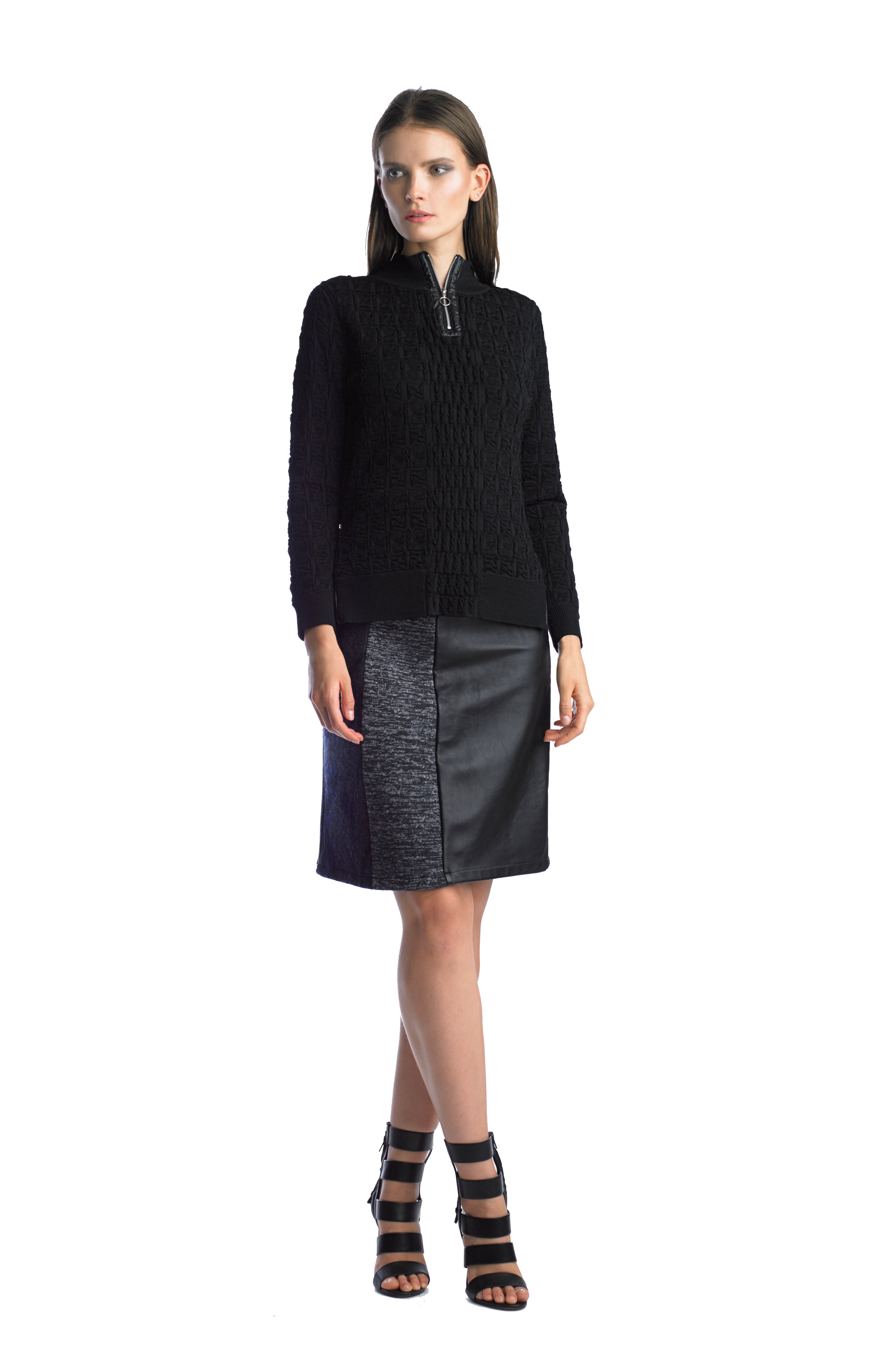 Historic New York Space Dye and Jacquard wool pencil Skirt - Historic New York