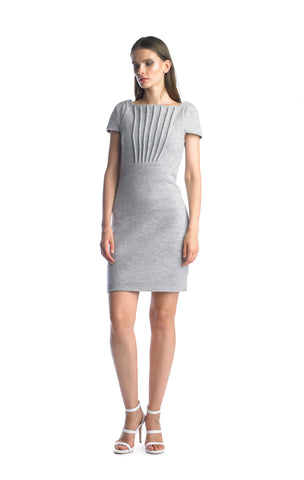 Historic New York Fanfold Plissé Cap Sleeve Wool Dress - Historic New York